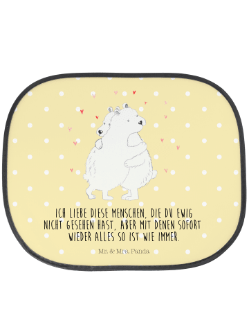 Mr. & Mrs. Panda Blendschutz Auto Eisbär Umarmen mit Spruch in Gelb Pastell