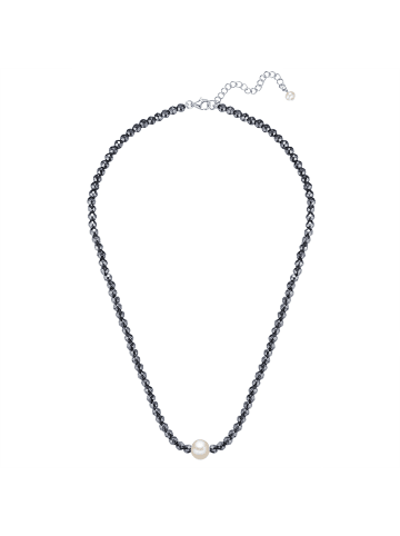 Valero Pearls Perlen-Kette Sterling Silber Hämatit Süßwasser-Zuchtperle in silber
