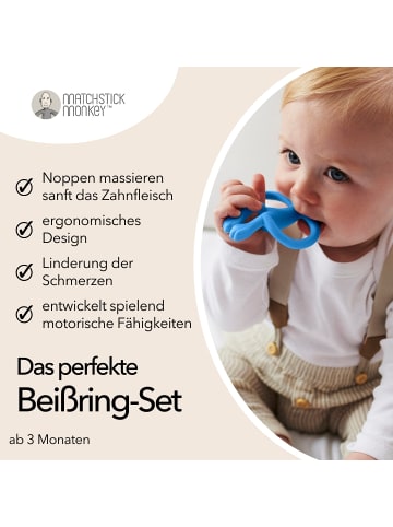 MATCHSTICK MONKEY Zahnungs-Set - Beißring + Bio Zahnungsgel Erdbeere-Banane