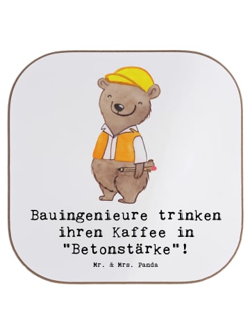 Mr. & Mrs. Panda Glas-Untersetzer Bauingenieur Kaffee mit Spruch in Weiß