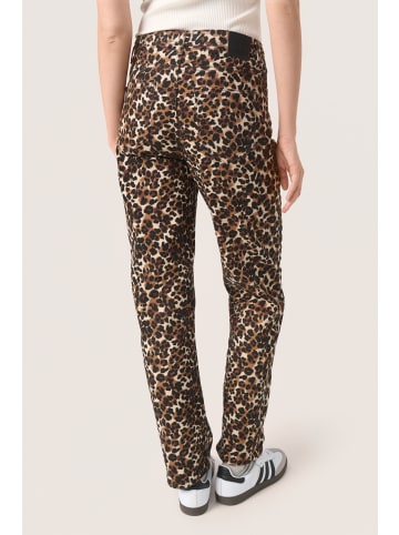 Soaked in Luxury Jeans SLTessie Gerade Passform in Beige Leopard