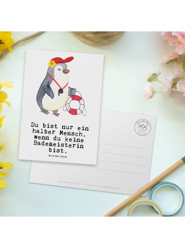 Mr. & Mrs. Panda Postkarte Bademeisterin Herz mit Spruch in Weiß