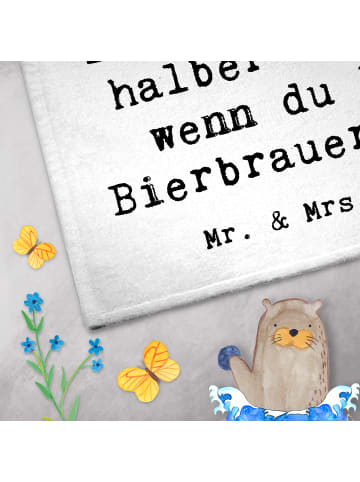 Mr. & Mrs. Panda Handtuch Baumwolle Bierbrauer Herz mit Spruch in Weiß