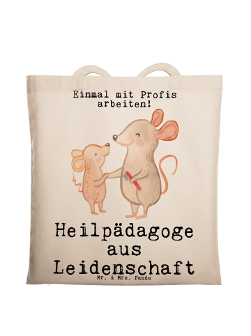 Mr. & Mrs. Panda Tasche Heilpädagoge Leidenschaft mit Spruch in Creme