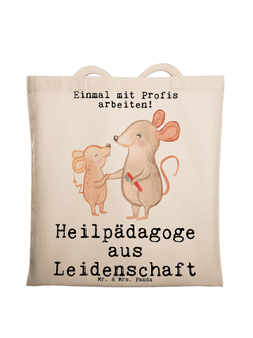 Mr. & Mrs. Panda Tragetasche Heilpädagoge Leidenschaft mit Spruch in Creme