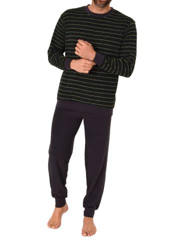 NORMANN langarm Frottee Pyjama Schlafanzug Bündchen - 67718 in grün