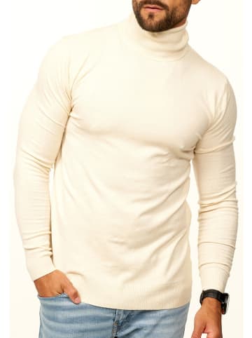 DAILY COTTON Rollkragenpullover - als Feinstrick Pulli in Slim Fit für Herren in Creme