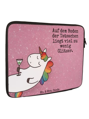 Mr. & Mrs. Panda Laptop Hülle Einhorn Blümchentail Design mit Spruch in Weiß