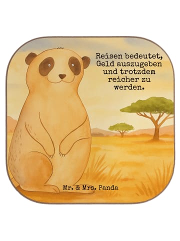 Mr. & Mrs. Panda Untersetzer Erdmännchen Design mit Spruch in Weiß