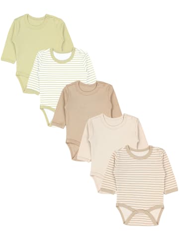 TupTam Unisex Langarm Body mit Aufdruck Spruch 5er Pack in grün/beige