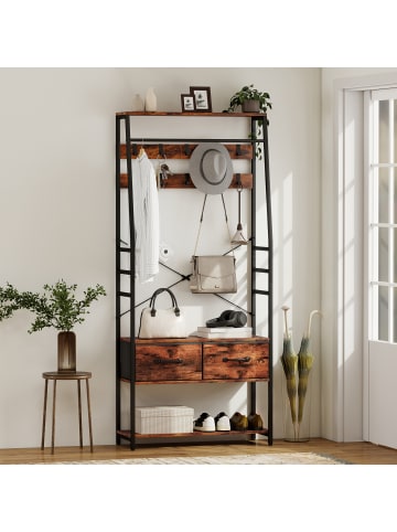 HOMCOM Garderobenständer-80L x 30B x 180H cm-Rustikal-Braun