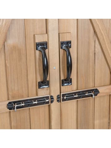 COSTWAY Gartenschrank Holz 140 x 50 x 162 cm in Beige