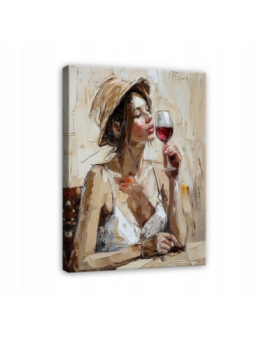 WALLARENA Leinwandbild Frau in Beige
