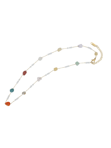 Adeliás Damen Halskette aus Edelstahl mit Süßwasserperle 40 cm in gold