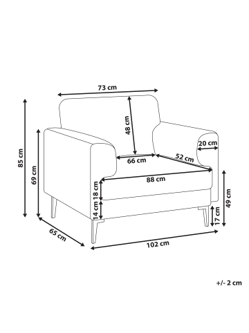 Beliani Sessel LOUSTO in Grün/Schwarz - (W) 102 x (H) 85 x (L) 65 cm