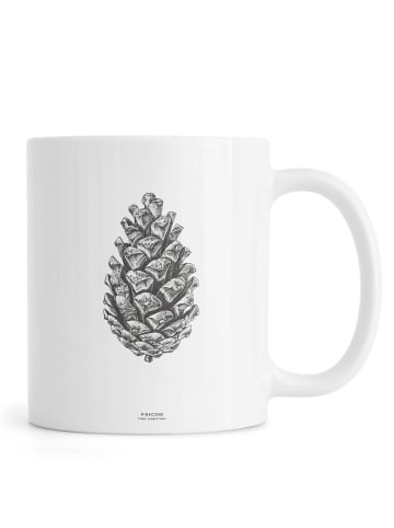 Juniqe Tasse "Pinecone" in Cremeweiß & Grau