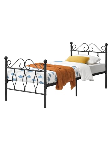 en.casa Metallbett Apolda in Schwarz (B)90cm