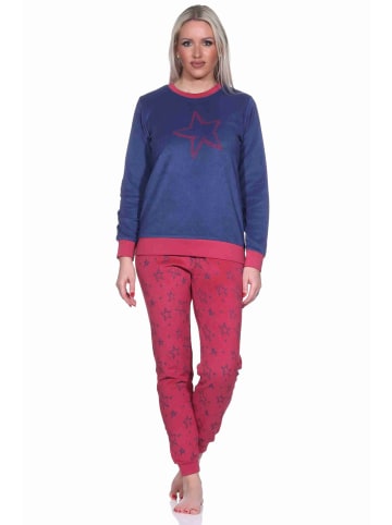 NORMANN Frottee Schlafanzug langarm Bündchen Sterne - 77747 in blau