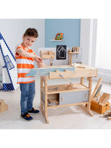 howa Werkbank incl. Werkzeugkiste mit Werkzeug, Kinderwerkbank ab 5 Jahre