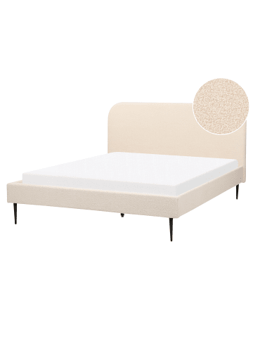 Beliani Doppelbett FLAYAT in Beige/Schwarz - (W) 173 x (H) 109 x (L) 215 cm