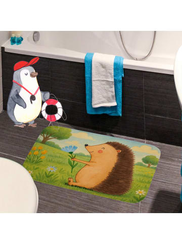 Mr. & Mrs. Panda Badematte Igel Blumen Design ohne Spruch in Weiß