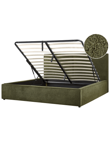Beliani Doppelbett MOISSAC in Grün/Schwarz - (W) 197 x (H) 108 x (L) 224 cm