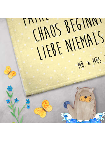 Mr. & Mrs. Panda Handtuch Igel Familie mit Spruch in Gelb Pastell