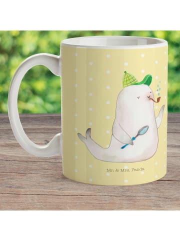 Mr. & Mrs. Panda Kindertasse Robbe Sherlock ohne Spruch in Gelb Pastell