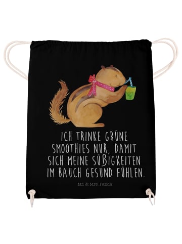 Mr. & Mrs. Panda Gym-Rucksack Eichhörnchen Smoothie mit Spruch in Schwarz