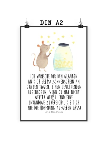 Mr. & Mrs. Panda Poster Maus Sterne mit Spruch in Weiß