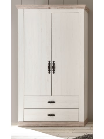 Furn.Design Garderobenschrank Pinie weiß, Oslo Pinie Landhaus, großer Schuhschrank 107 cm