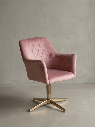 KADIMA DESIGN Schreibtischstuhl Samt Design Drehstuhl mit Lehne, Schalenstuhl in Rosa
