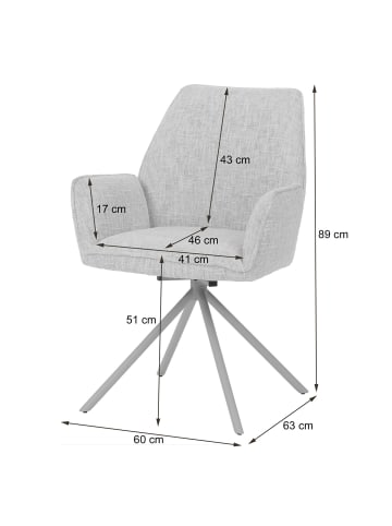 MCW 6er-Set Esszimmerstuhl G67, Gestell creme, rosa