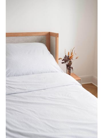 MELA Perkal Bettwäsche Set Style MAJULI Stripes in blau - naturweiss gestreift