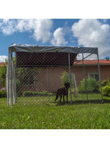 Trekker Hundezwinger mit Dach in Silber 3x3m