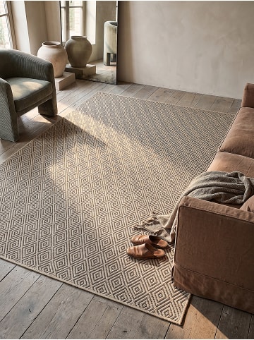 KADIMA DESIGN Flachwebteppich Karo flachgewebt pflegeleicht Wohnzimmer Flur Esszimmer in Natur