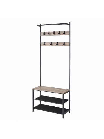 VASAGLE Garderobenständer Barnet-old in Greige-schwarz - (B)64 x (H)180 x (T)32.2 cm
