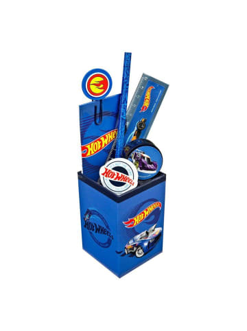 COFI 1453 Hot Wheels Köcher-Set – Komplett gefülltes Mal- und Schreibset in Blau