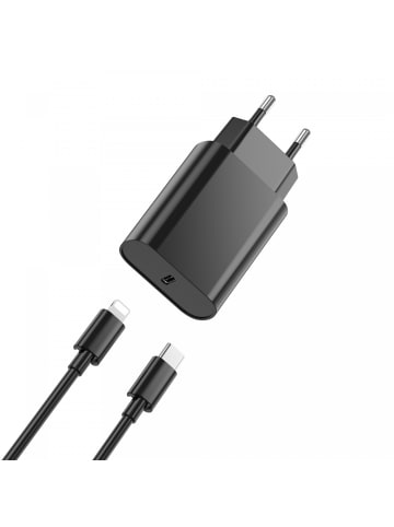 WIWU WIWU Wandladegerät Wi-U001 PD 20W 1x USB-C  + Kabel USB-C in Schwarz