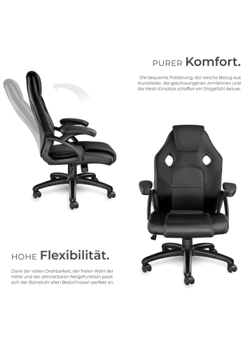 tectake Bürostuhl Mike stufenlos höhenverstellbar, schwarz