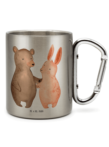 Mr. & Mrs. Panda Tasse Bär und Hase Umarmen ohne Spruch in Silber