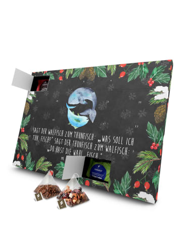 Mr. & Mrs. Panda Advents-Teekalender Walfisch Thunfisch mit Spruch in Kreidetafel