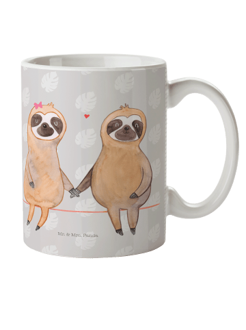 Mr. & Mrs. Panda Mehrwegbecher Faultier Pärchen ohne Spruch in Grau Pastell