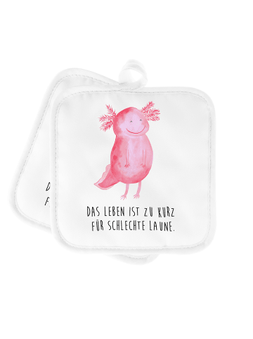 Mr. & Mrs. Panda Topfuntersetzer Axolotl Glücklich mit Spruch in Weiß