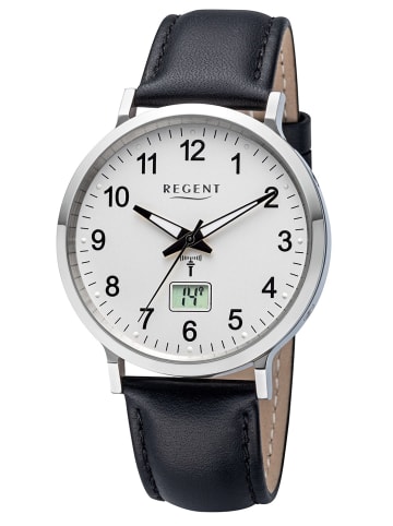 Regent FR-295 Herren-Funkuhr Gut Ablesbar Schwarz/Silberfarben