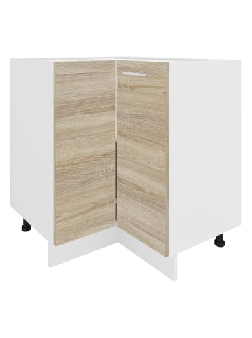 VCM  Eckschrank Küchenschrank Unterschrank Küche Esilo in Weiß / Sonoma-Eiche