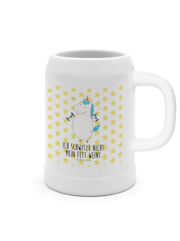 Mr. & Mrs. Panda Krug Einhorn Fitness mit Spruch in Weiß