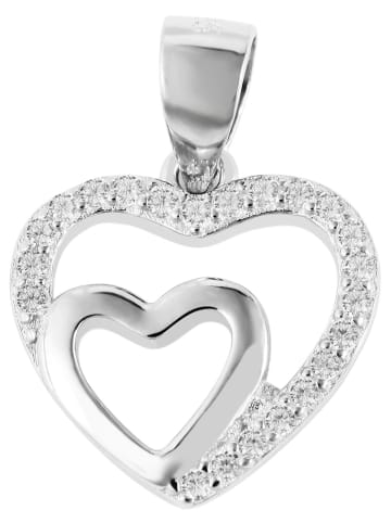 Adeliás Damen Anhänger – Herz Herzanhänger aus 925 Silber mit Zirkonia in silber