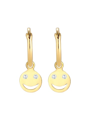 Elli Ohrringe 925 Sterling Silber mit Smiling Face, Plättchen, Smiling Face in Gold