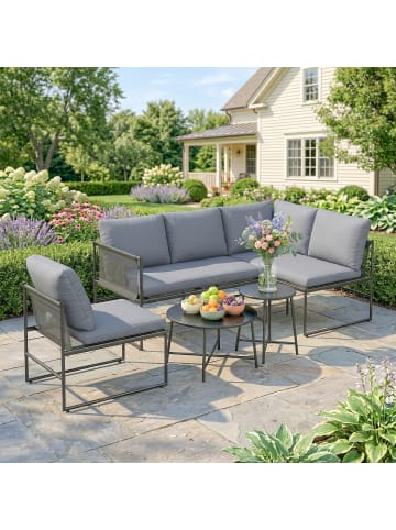 Outsunny Gartenmöbel Set,182L x 167B x 65H cm,Dunkelgrau